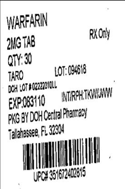 Label Image for 2mg - Warfarin 2mg(Taro)